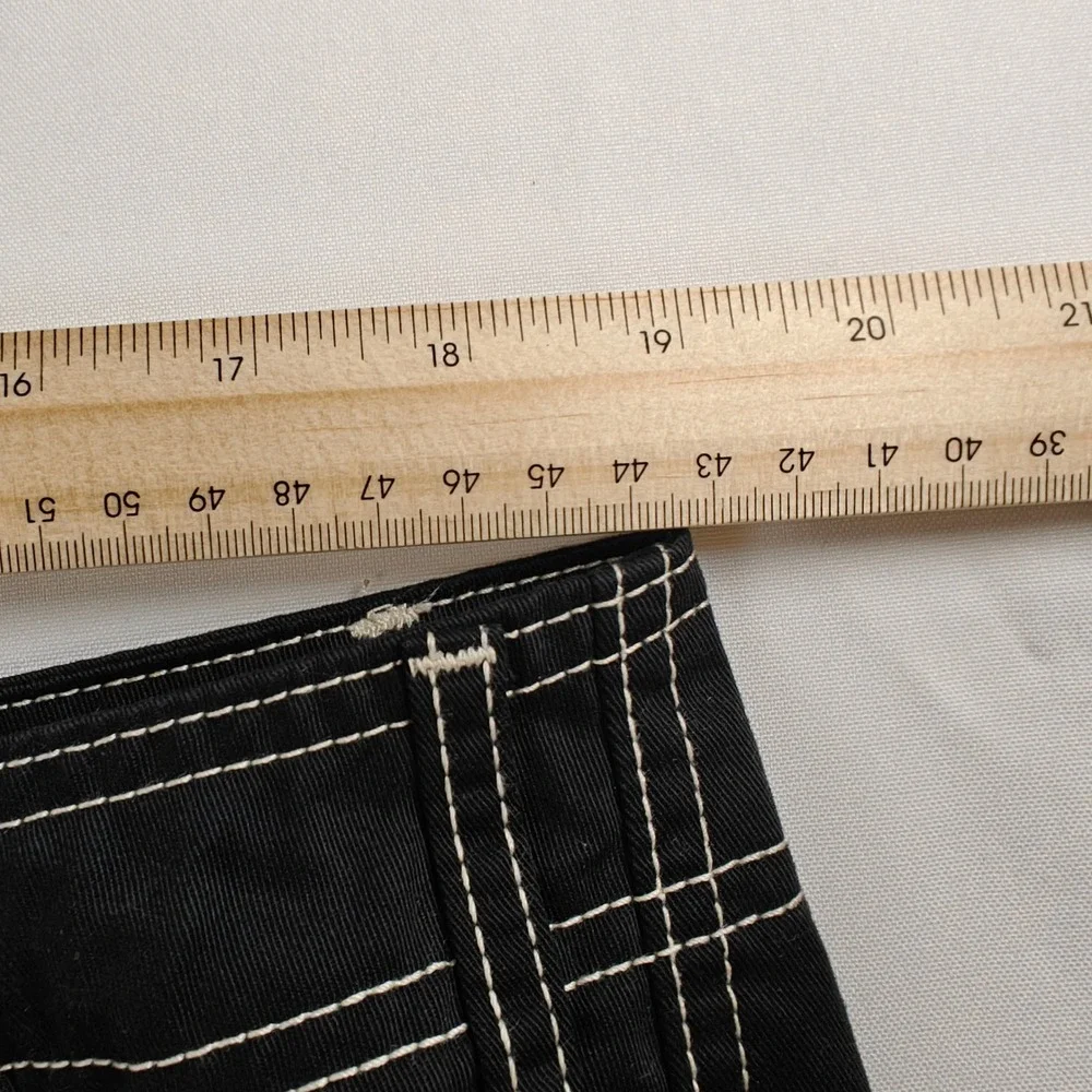 NWT Size 36 True Religion Mens Jet Black Contrast Stitch Cargo Pants 108335